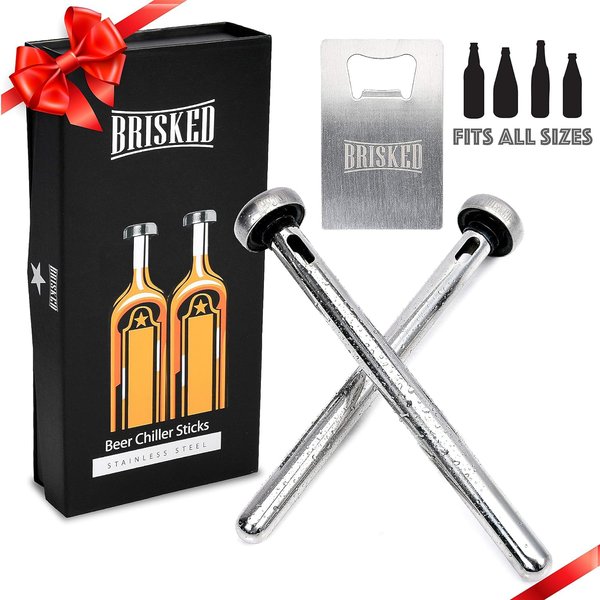 Beer Chiller Sticks for Bottles Set | 3 Stainless Steel Cooling Chillers | Christmas Gift Accessories | Cooler Gag Idea for Mens Birthday Gifts