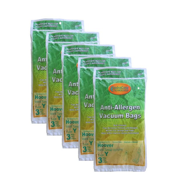 15 Hoover HEPA Allergy Type Y Bags, WindTunnel Upright Vacuum Cleaners, 43655109, 4010100Y, 4010801Y, AH10060DT,AH10040CLP,902419001, Royal, Gold Star, Pacific Steamex