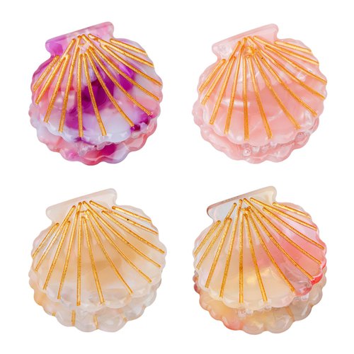 YARIEW 4 Pcs Seashell Hair Claw Clips Small Seashell Hair Clips Shell Hair Clip Mini Claw Clips Shell Claw Clip Beach Party Mermaid Hair Accessories Mermaid Birthday Decoration