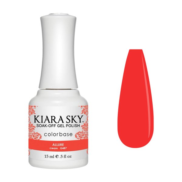 Kiara Sky Professional Nails LED UV Soak Off Gel Polish - G487 Allure - Neon Orange Red