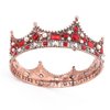 King Crystal Wedding Tiara Vintage Rhinestone Crown Hair Bands For Birthday Prom Pageant Party (Bronze With Red Stone)