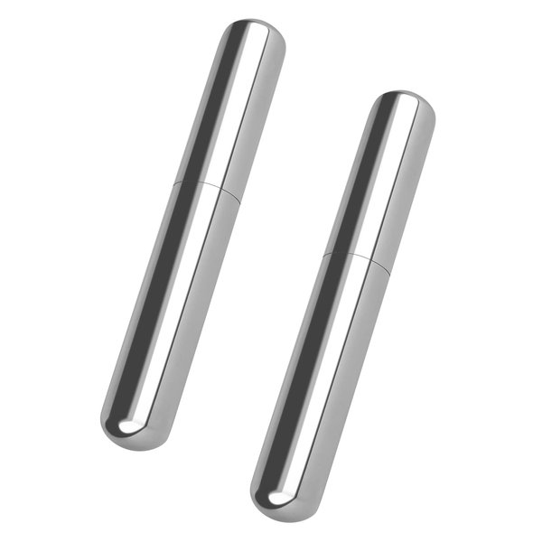 Linkidea 2 Pack Cigar Case Tube for Cigars Up to 52 Ring Gauge, Stainless Steel Opening Dia 0.8" Carrying Cigar Box, Portable Single Cigar Holder for Travel and Daily Use (Silver)