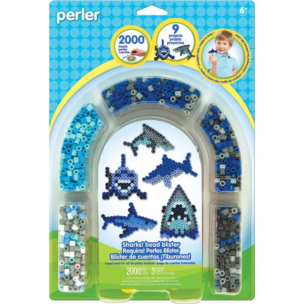 Perler Bead 'Shark' Fuse Bead Activity Kit for Kids Crafts, 2004 pcs , Sharks , Small