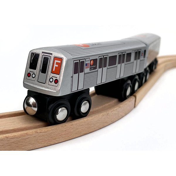 Munipals MP01-11SF Wooden Subway F Line Train Car Set NYC R40 Slant End F - 2-car Set