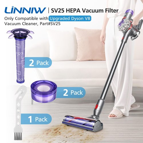 Upgraded V8 Vacuum Filter Replacement Kit Compatible with Dyson V8 New Version SV25/ Dyson V8 Animal Extra 405901-01/Dyson V7 New Model SV37 Cordless Vacuum, 2 Filter Kits, Replaces Part # 965661-05