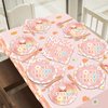 98PCS One Groovy Birthday Party Decorations Groovy One Party Paper Plates and Napkins Hippie Groovy Tablecloth Banner for Girls Hippie 1st Tableware for Newborn Retro Boho Baby Shower Party Supplies