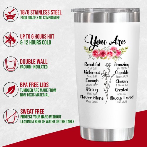 TEEZWONDER Christian Gifts For Women - Christmas, Mothers Day, Birthday, Valentines Day Gifts For Women - Inspiration, Religious Gifts For Mom, Friend, Sister, Grandma - 20 Oz Stainless Steel Tumbler