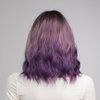 VKheroKV WS-02 Women's Wavy Wig With Hair Bang Shoulder Length Bob Wigs Synthetic Heat Resistant Natural Curly Wigs For Party Daily Cosplay (Ombre Purple)