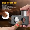 XIFEI Cigar Cutter V-Cut Guillotine 3 in 1 Straight Cut V Cutter with Cigar Punch Stainless Steel Blade Ergonomic Design Secure-Lock Cigar Clipper,Cuts Up to 60 Ring Gauge Cigars (Black)