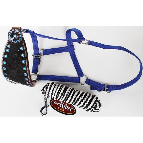 ProRider Horse Noseband Tack Bronc Leather Halter Tiedown Lead Rope 280631