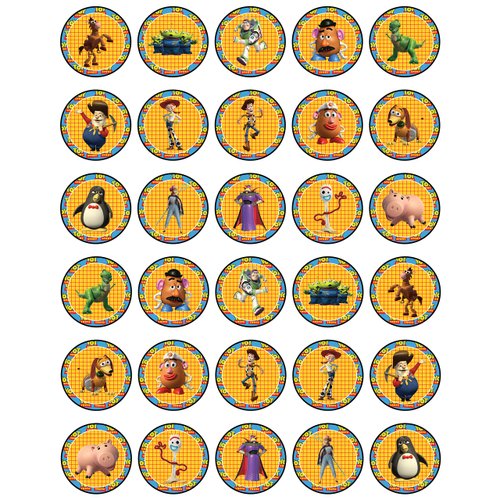 30 x Edible Cupcake Toppers Themed of Toy Story Collection of Edible Cake Decorations | Uncut Edible on Wafer Sheet