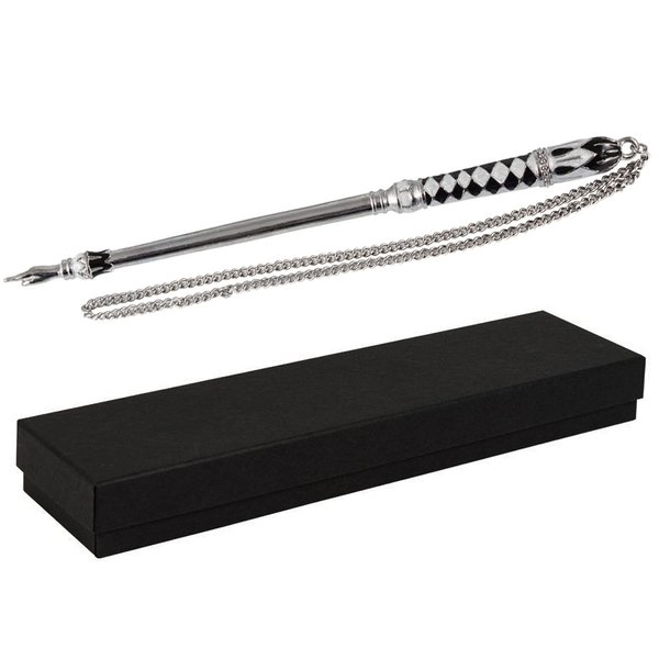 Torah Pointer Yad Silver Plated Tora Scroll Reading Hand Assistant Decorated in Black and White Enamel in Giftable Box by Zion Judaica