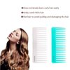 Tallsocne Wide Tooth Comb for Curly Hair Wet Dry Hair, No Handle Detangler Comb Styling Shampoo Comb (White, Cyan 2 Pieces）