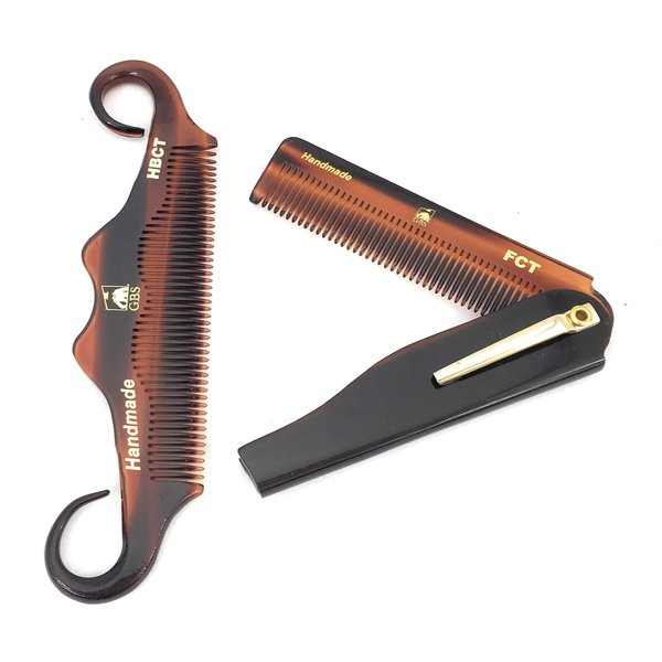 G.B.S Handmade Foldable All Purpose Comb Handle Bar Comb for Mustache Men’s Grooming Comb Made of Fine Tooth for Long lasting Style Beard & Hair Combo 2
