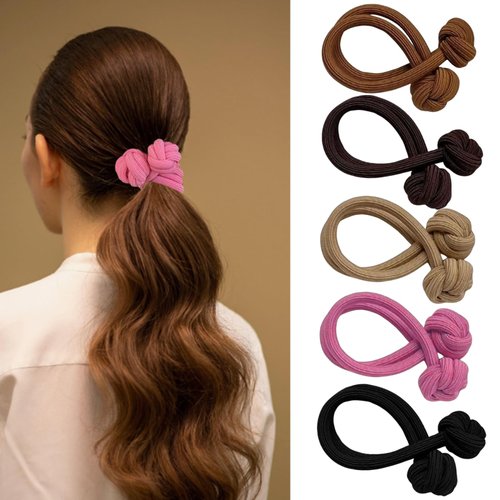 5 Pcs Unique Chinese Knot Hair Ties Chinese Knot Scrunchies for Women Elastic Thick Hair Ties for Thick and Thin Hair Knotted No Crease Ponytail Holder Hair Accessories No Hurt Your Hair