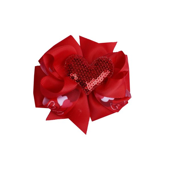 Red Valentine's Day bows hairpin rose Heart-shaped Bowknot Hair Pins hair accessory.(QRJ6) (Red)