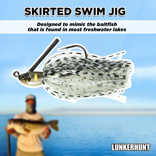 Lunkerhunt Skirted Swim Jig Fishing Lure, Shiner