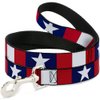 Dog Leash Stars Stripes Ribbon Red Blue White 4 Feet Long 0.5 Inch Wide