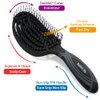 NuWay 4HAIR® DoubleC PRO® U.S. Patented Double Curved Detangling Brush is Hair Dryer Safe (Black)