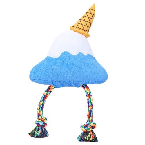 HugSmart Pet – Fuji ice-Cream | Squeaky Plush Dog Toy for Small Medium Dogs |Cute Interactive Dog Toys with Ropes for Tugging Action