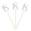 Silver Glitter 18th Birthday Centerpiece Sticks, 12-Pack Number 18 Table Topper Anniversary Party Decorations
