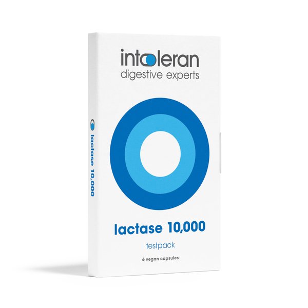 Intoleran Lactase 10,000 Digestive Enzymes Testpack - 6 Capsules | Supplement for Lactose Intolerance | Lactase Enzyme Helps Digest Dairy & Lactose | High Dosed & Fast Acting | Vegan | Low FODMAP