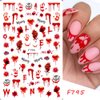5 Sheet Halloween Nail Art Stickers Red Black Halloween Elements 3D Self-Adhesive Nail Decals Horror Avatar Ghost Red Hand Drops Design Nail Decorations Halloween DIY Nail Supplies for Women
