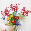 12 PCS Sweet 16 Centerpiece Sticks Double Sided Glitter Happy 16th Birthday Cake Toppers Number 16 Centerpieces for Tables Flower Topper Decorations 16th Birthday Party Centerpiece Supplies Red