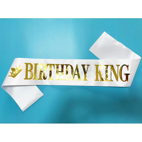 Generic Birthday King Sash White, Birthday Sashes for Boys or Men Gold Foil Letter 21st 30th 40th 50th 60th or Any Fun Birthday Party Favors Decoration (White Gold)