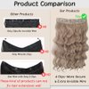 Invisible Wire Hair Extensions with Transparent Wire Adjustable Size 4 Secure Clips Long Wavy Secret Synthetic Hairpiece 24 inch Caramel Blonde mixed Bleached Blonde Synthetic Hair Extension