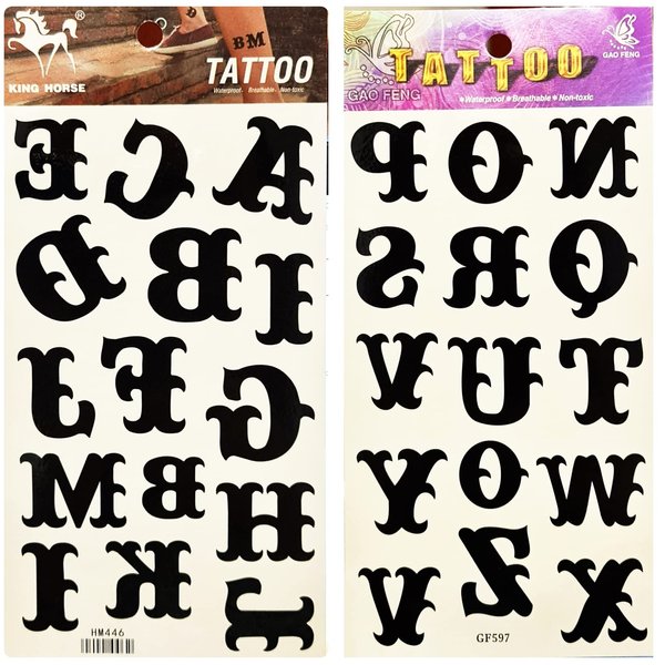 Tattoos 2 Sheets letter English Classic Temporary Tattoo 3D Fake Waterproof for Man Women Girls Lower Back Shoulder Neck Arm