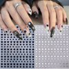 6 Sheets Shiny Star Nail Art Stickers Self-Adhesive 3D Nail Art Supplies Gold Sliver Black White Design Star Nail Decals Holographic Glitter Star Stickers for Acrylic Manicure DIY Women Nail Decor