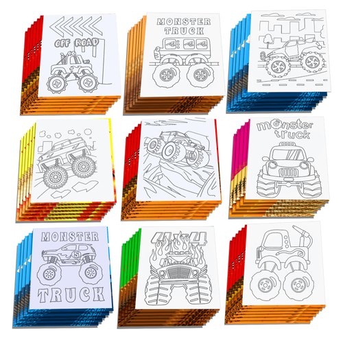 littkeef cliaet 16 Pcs Monster Truck Coloring Books Monster Truck Party Favors Bulk Mini Coloring Books Bulk for Kids DIY Art Drawing Activity Book Set for Monster Truck Holiday Party Supplies