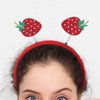 Pejlnd Glitter Strawberry Headband - Cute Red Hair Hoop, Hawaiian Party Hair Band Boppers, Summer Hair Accessories for Women Girls Gifts
