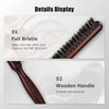 Boar Bristle Teasing Hair Brush, 100% Pure Boar Bristle Curl Training Hair Brush with Rat Tail Handle Comb for Thin Thick Hair to Create Volume and Smooth