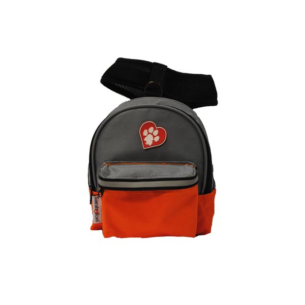 SarahTom 5-Inch Pet Backpack for Dogs, Orange Grey