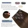 Sunya Clip in Hair Extensions Real Human Hair Chocolate Brown Human Hair Clip in Extensions Double Weft Brown Human Hair Clip ins Straight Hair Extensions Clip ins 16 Inch #4 8Pcs/120g