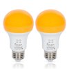 Simba Lighting Bug Non-Attracting Yellow LED Bulb 6W 40W Equivalent, Great for Outdoor Porch Light, Night Light, Dusk-to-Dawn Smart Sensor Auto On/Off, Amber Warm 2000K, A19 E26 Medium Base, Pack of 2