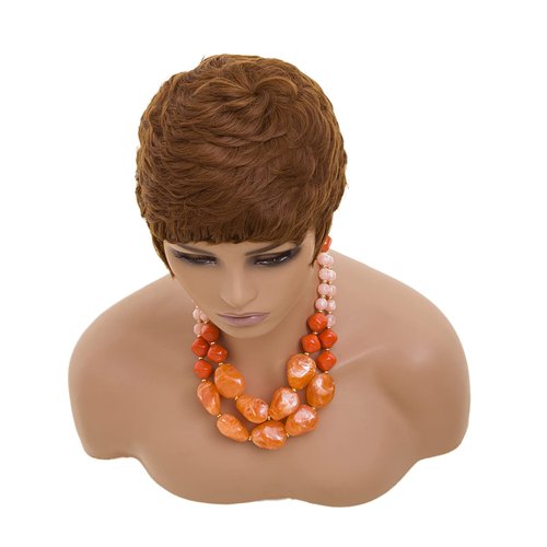 DOcute Brown Short Pixie Wigs for Black Women Auburn Brown Short Wigs for Black Women Short Brown Wig Pixie Cut Wigs for Black Women Short Brown Hair Wig Layered for Women (Brown)