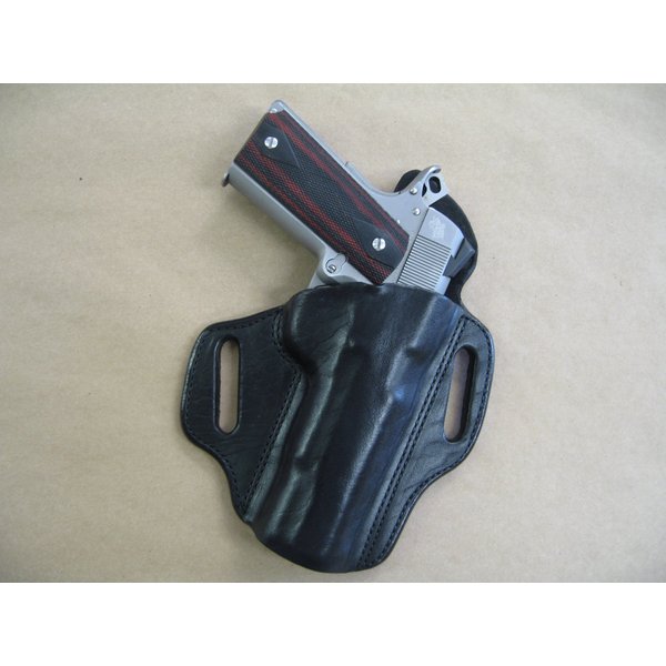 para GI Expert 5" 1911 OWB Leather 2 Slot Molded Pancake Belt Holster CCW Black RH