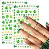 8Pcs St. Patrick's Day Nail Art Stickers,Green Shamrock 3D Self-Adhesive Nail Decals St. Patrick's Day Nail Supplies Four Leaf Clover Nail Sticker Lucky of Irish Spring Summer Design Manicure Decor