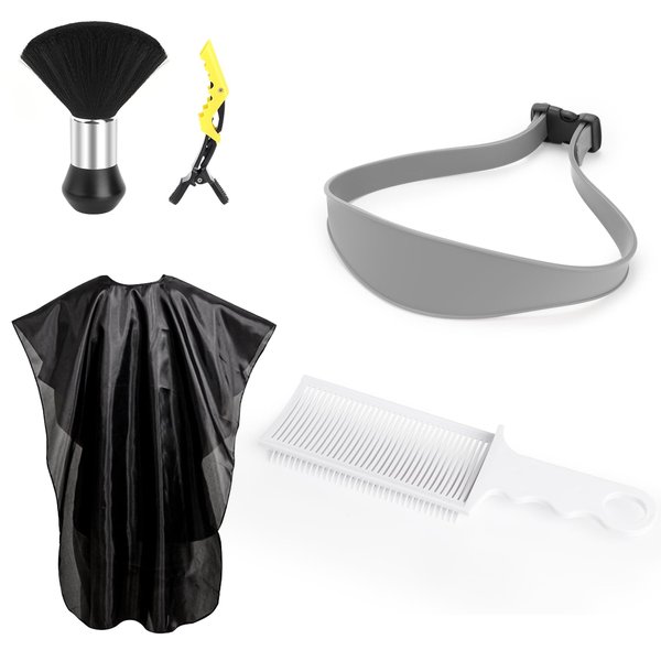 Fade Combs Barber Combs and Neckline Shaving Template and Hair Trimming Guide,Adjustable Curved Silicone Haircut Band,Great DIY Home Hair Clippers for Adults and Kids (Kit)
