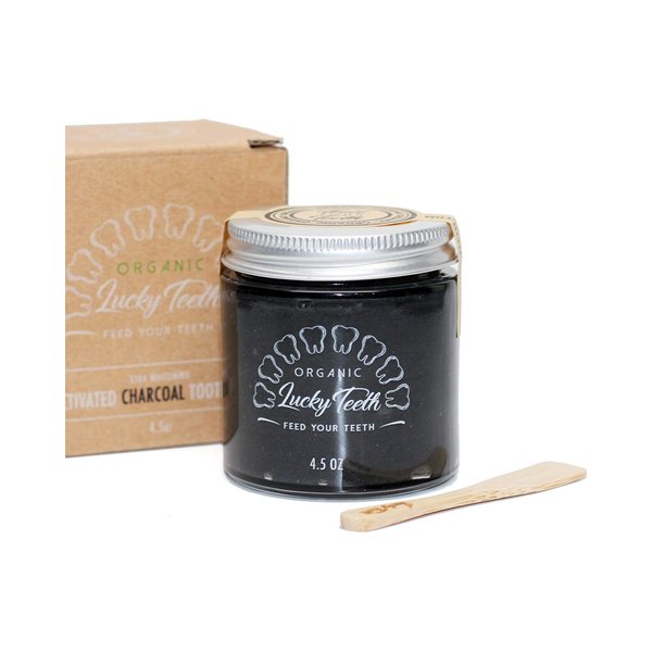 Charcoal Toothpaste Xtra Whitening Toothpaste - by Lucky Teeth - All Natural, Organic, Remineralizing and Fortifying (4.5 oz Glass 1 Pack)