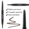 LAVONE Eyebrow Stamp Pencil Kit for Eyebrows, Makeup Brow Stamp Trio Kit with Waterproof Eyebrow Pencil, Eyebrow Pomade, Makeup Brushes and Dual-ended Eyebrow Brush - Ash Brown