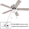 Ceiling Fan Switch ZE-208s E89885 3 Speed 4 Wire Fan Light Switch Replacement Part Speed Control Pull Chain Switch