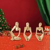 FJS Gold Decor Thinker Statues for Table Decor Abstract Art Sculpture Set of 3 Golden Resin Figurines Decorations for Home Living Room Office Shelf Decoration