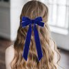 2PCS Velvet Hair Bows Ribbon Hair Clips, Ponytail Holder Slides Metal Clips French Barrette Big Fall Alligator Hair Clips Hair Accessories for Women Girls Toddler (Blue-A)