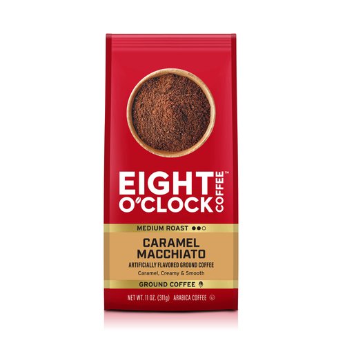 Eight O'Clock Coffee Caramel Macchiato, 11 Ounce (Pack of 1) Medium Roast 100% Arabica Ground Coffee, Caramel, Creamy, Smooth