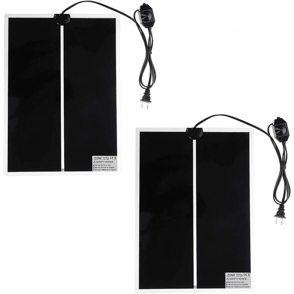 2 Pack 20W Reptile Heating Pad Tank Warmer with Temperature Control, Power Adjustment Under Tank Terrarium Heater Heat Mat for Reptiles Turtle, Tortoise, Snakes, Lizard