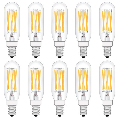 Raheem T8 LED Bulb, E12 Dimmable LED Bulb, 110v 600Lumens 3000k 60W Equivalent, Clear Glass Tubular Light Bulb, Best Replacement for Incandescent Bulb, Candelabra LED Bulbs, 10 Pack (Warm White)